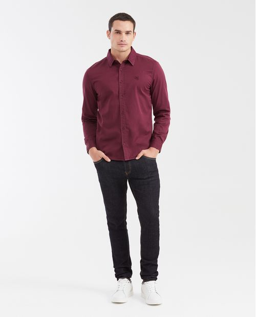 Camisa Slim Fit Manga Larga 100% Algodón para Hombre