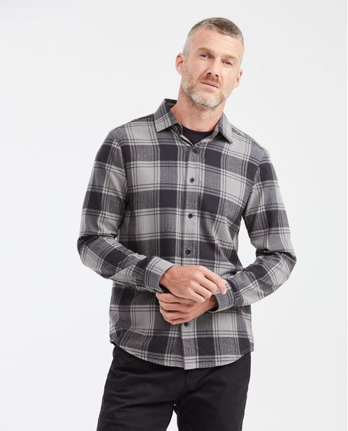 Camisa Slim Fit Manga Larga 100% Algodón y Estampado de Cuadros para Hombre