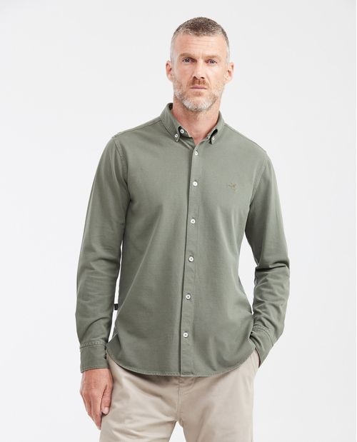 Camisa Slim Fit Manga Larga en Piqué 100% Algodón para Hombre