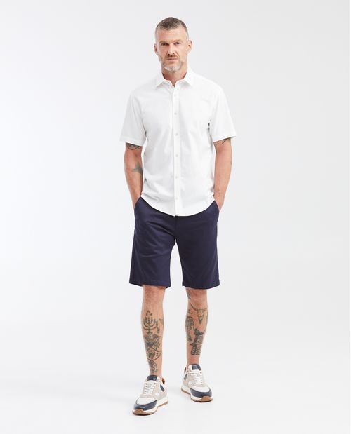 Camisa Slim Fit Manga Corta en 100% Algodón para Hombre