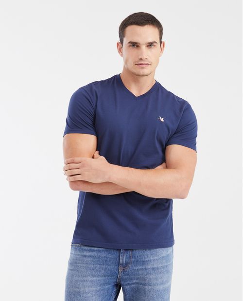 Camiseta Básica Slim fit Cuello en V en  Algodón para Hombre