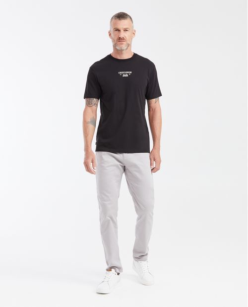 Camiseta Slim Fit Cuello Redondo con Estampado en Algodón para Hombre