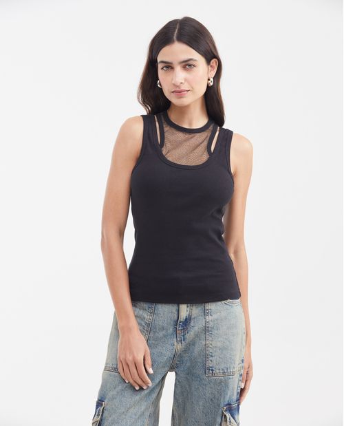 Camiseta Femenina Manga Sisa Algodón-Elastómero