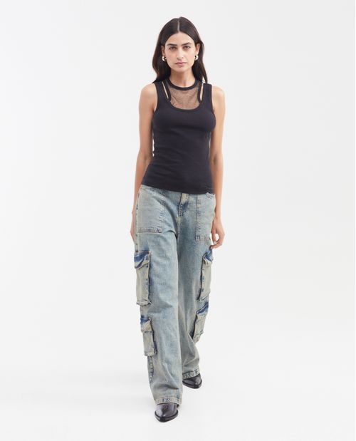 Camiseta Femenina Manga Sisa Algodón-Elastómero