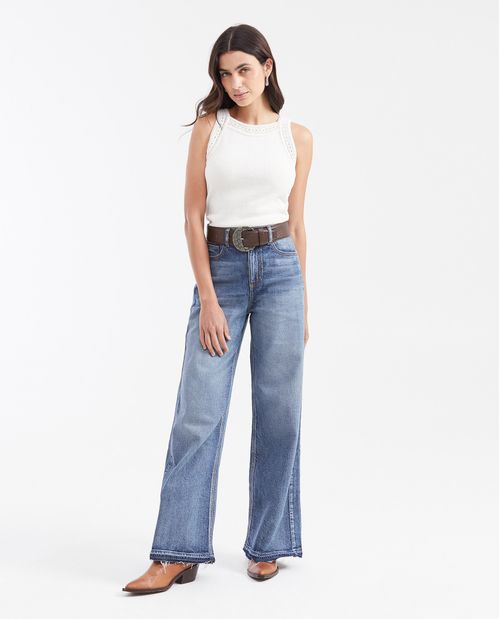 Suéter Femenino sin Mangas en Algodón y Acrílico