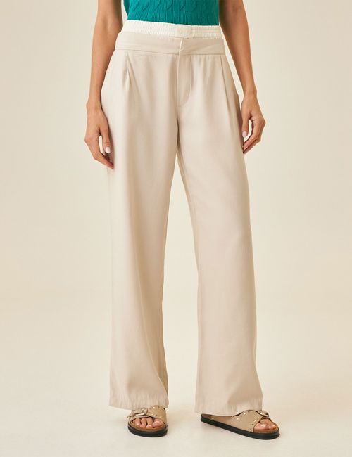 Pantalon De Doble Cintura Para Mujer