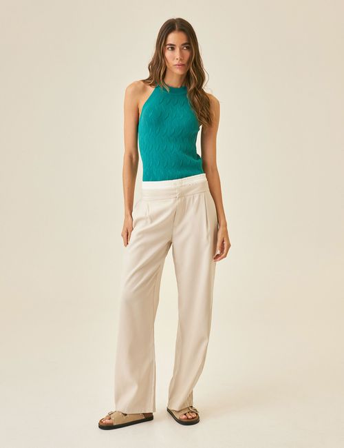 Pantalon De Doble Cintura Para Mujer