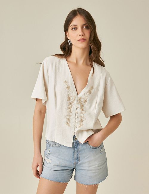 Camisa Silueta Recta Para Mujer