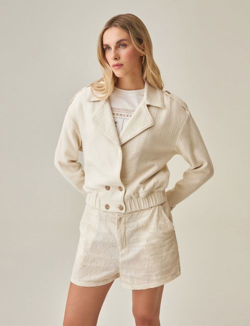 Chaqueta Cropped Trench Para Mujer