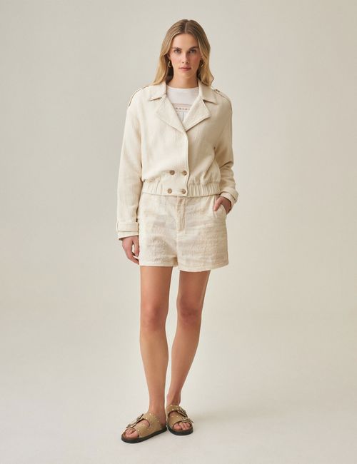 Chaqueta Cropped Trench Para Mujer