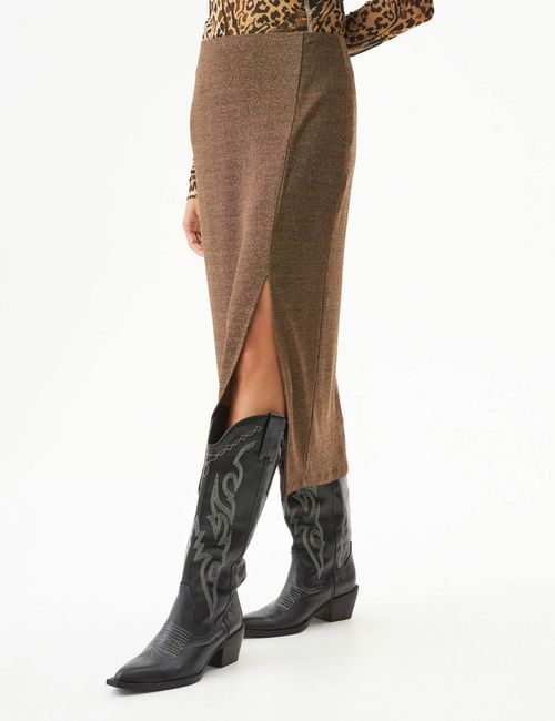 Falda Midi Lurex Para Mujer