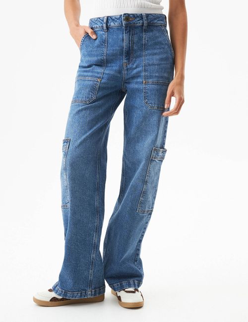 Jean Tiro Alto Wide Leg Para Mujer